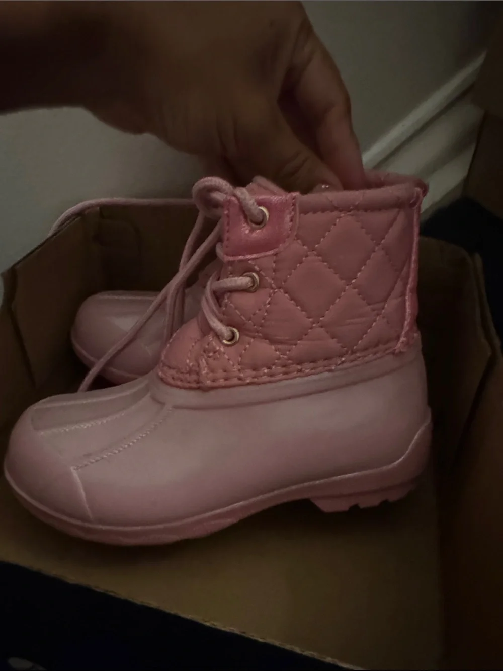 Sperry Kids Pink Lace-Up Waterproof Duck Boots